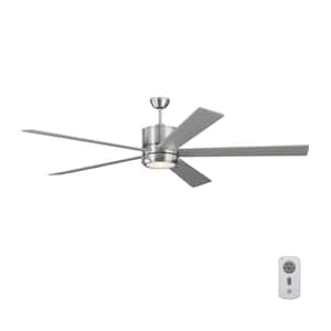 Vision 72 in. Integrated LED Indoor Brushed Steel Ceiling Fan with Reversible Blades, DC Motor and Remote Control