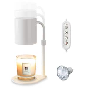 9.4 in. White Metal Candle Melting Lamp plus Table Lamp in One with Dimmable Table Lamp, Height Adjustable