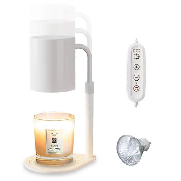 Tivleed 9.4 in. White Metal Candle Melting Lamp plus Table Lamp in One with Dimmable Table Lamp, Height Adjustable