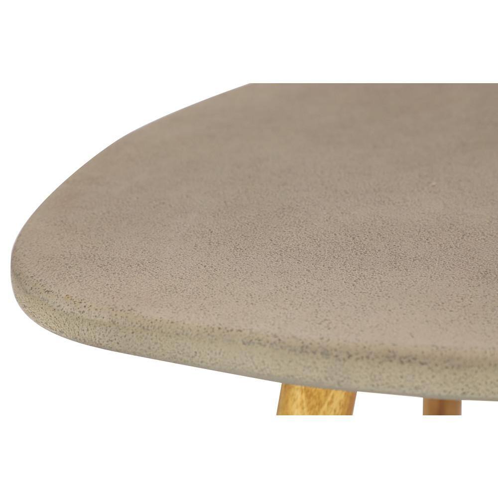 Gray Polycement and Acacia Wood Outdoor Accent Table