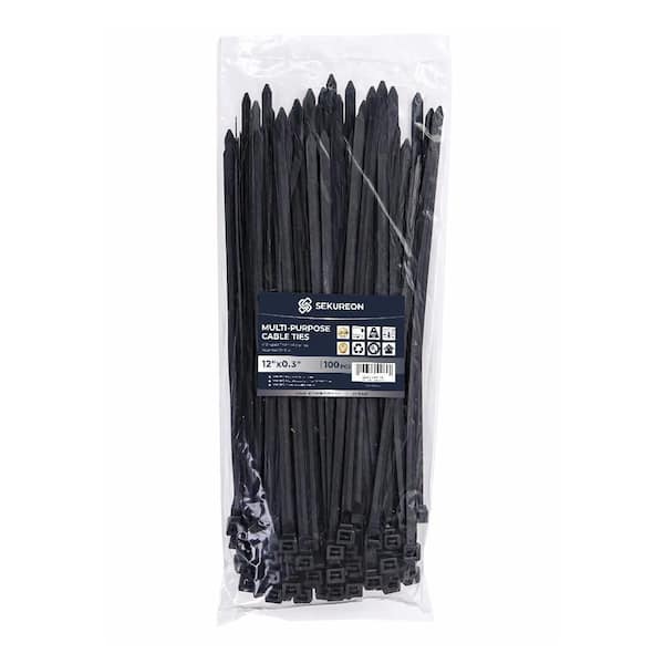 SEKUREON 12 in. Zip Ties Double Sided Toothed 100 lbs. Tensile