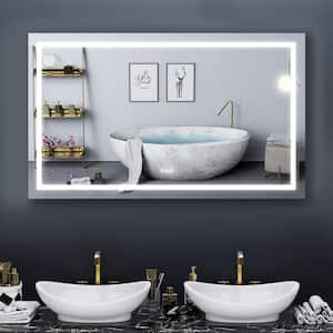 60 in. W x 36 in. H Rectangular Frameless Dimmable Anti-Fog Wall Bathroom Vanity Mirror in White