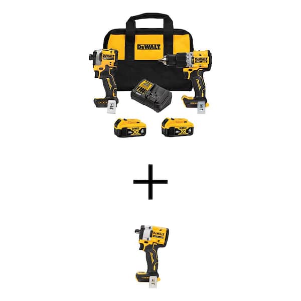 DEWALT 20V MAX XR Hammer Drill and ATOMIC Impact Driver 2 Tool Cordless Combo Kit and 1/2 in. Impact Wrench w/(2) 4Ah Batteries