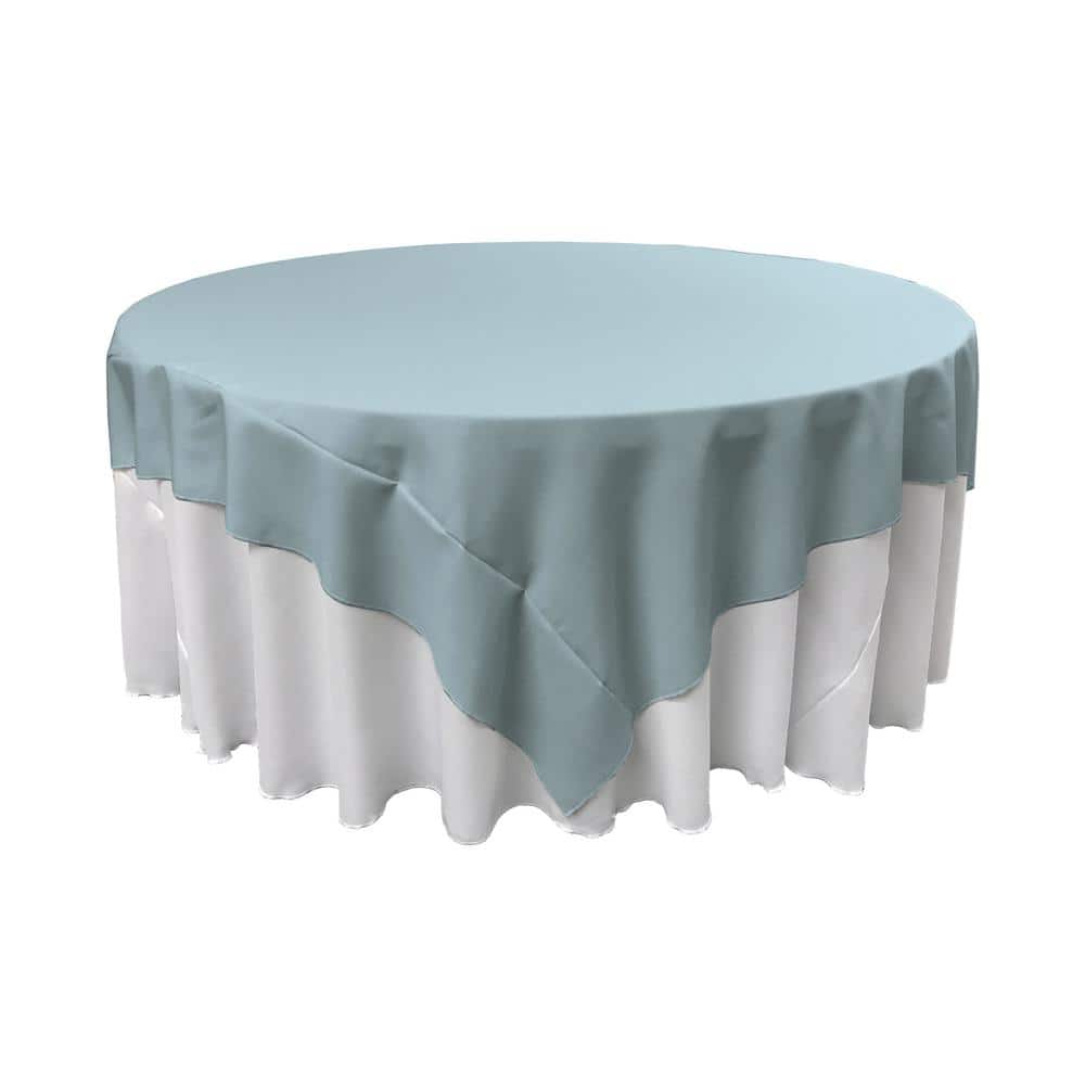 LA Linen 90 in. x 90 in. Light Blue Polyester Poplin Square Tablecloth ...