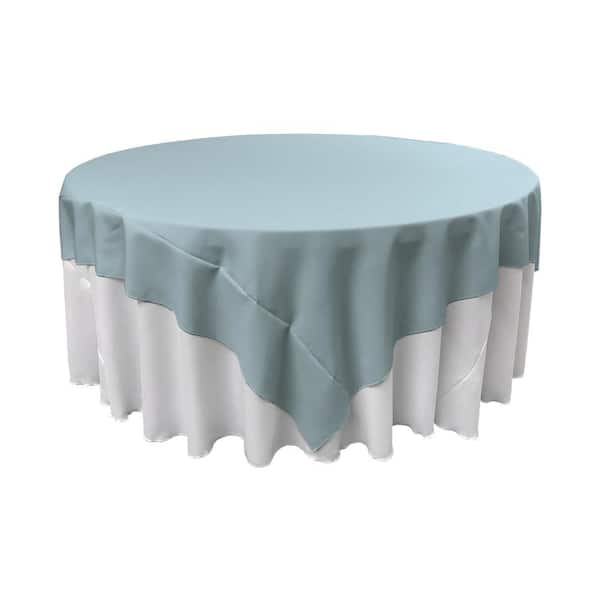 LA Linen 90 in. x 90 in. Light Blue Polyester Poplin Square Tablecloth