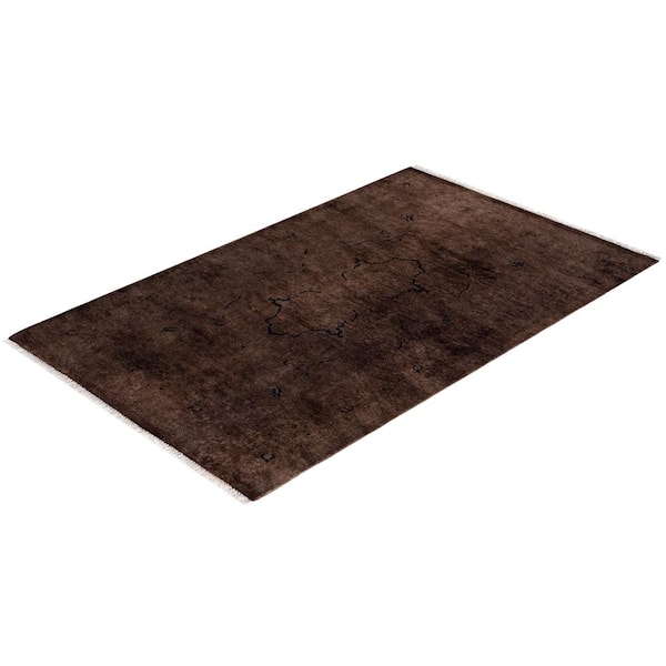 Fine Vibrance Brown 3 ft. x 5 ft. Solid Wool Indoor Area Rug