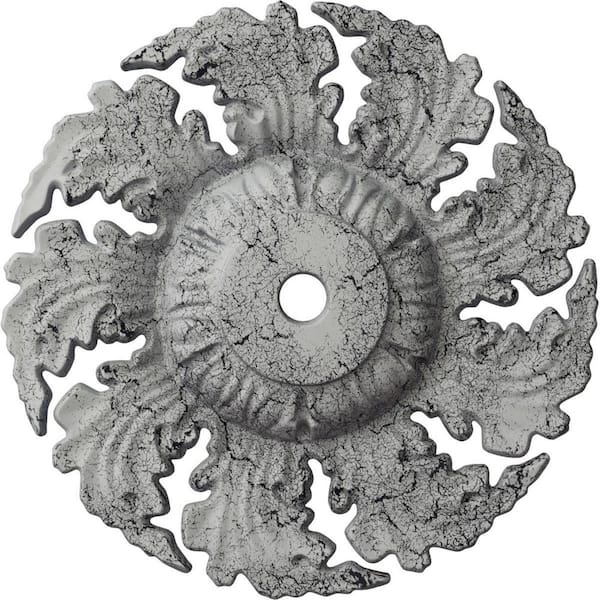 Ekena Millwork 2-1/4 in. x 14-5/8 in. x 14-5/8 in. Polyurethane Needham Ceiling Medallion, Ultra Pure White Crackle
