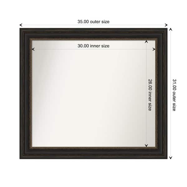 Amanti Art Accent Bronze 35 in. x 31 in. Custom Non-Beveled Polystyrene Antique Framed Bathroom Vanity Wall Mirror
