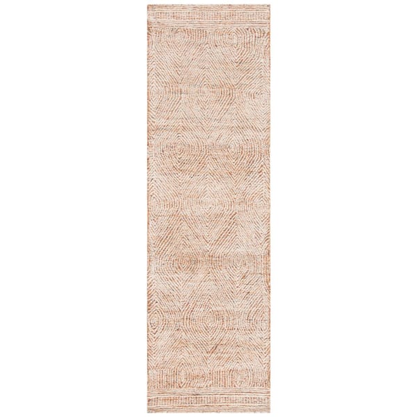 Abstract Ivory/Rust 2 ft. x 16 ft. Geometric Runner Rug