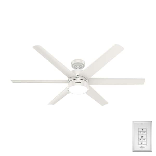 Hunter Solaria 60 in. Integrated LED Outdoor Fresh White Ceiling Fan with Light Kit and Wall Control