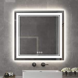 36 in. W x 36 in. H Large Square Frameless Anti-Fog Wall-Mounted LED Bathroom Vanity Mirror