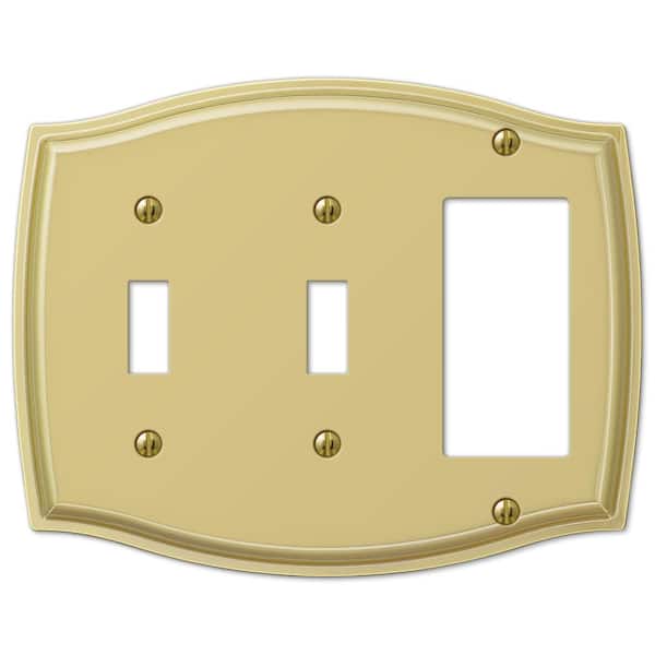 AMERELLE Vineyard 3 Gang 2-Toggle and 1-Rocker Steel Wall Plate - Polished Brass