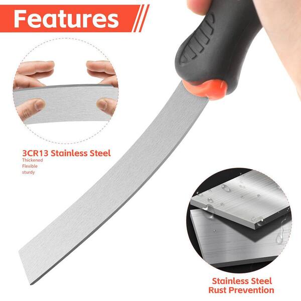 Veemoon Curved Stainless Steel Scraper – Durable Drywall Spatula For Plastering, Patching, And Smoothing