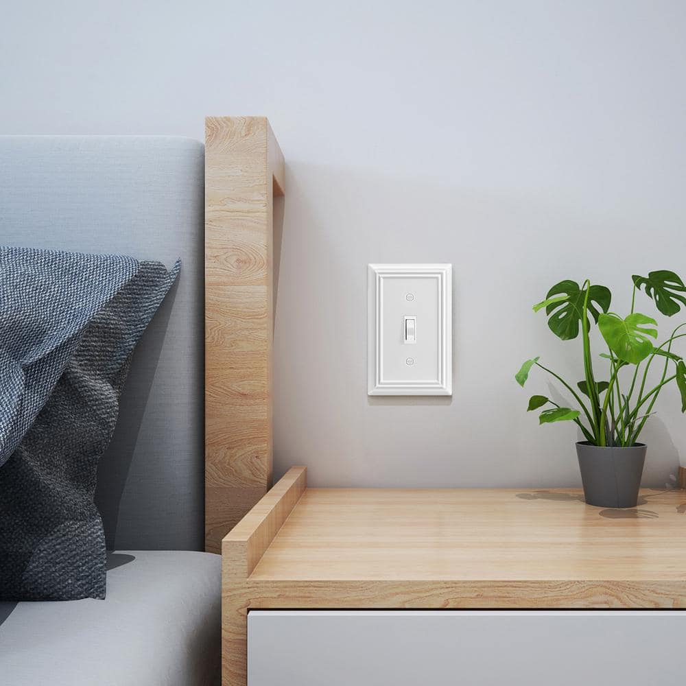 Pure White Decorative Metal 1-Gang Toggle Wall Plates, 4-Pack