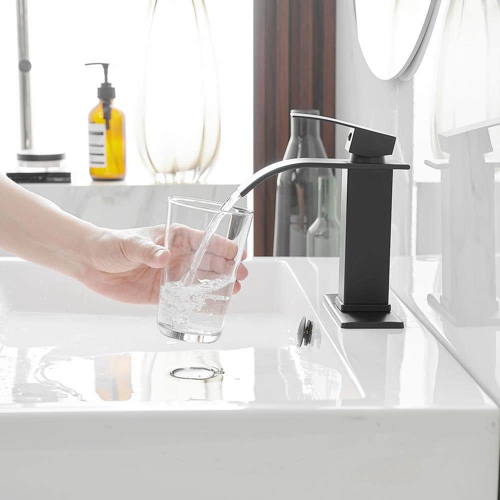 Matte Black Stainless Steel Single Handle Bathroom Faucet