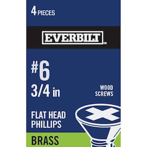 #6 x 3/4 in. Phillips Flat Head Brass Wood Screw (4-Pack)
