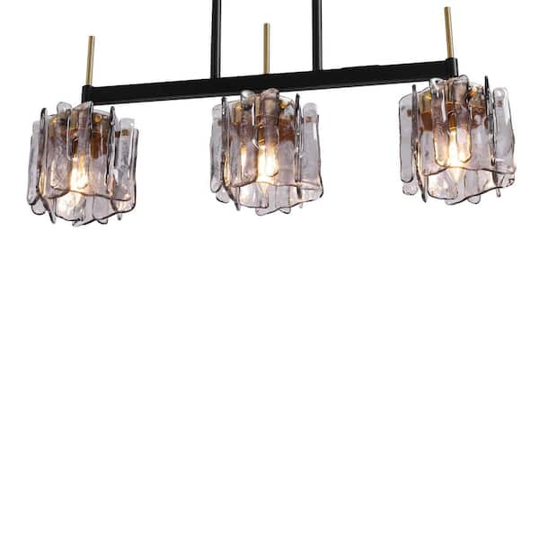Pia Ricco 3-Light 26.77 in. W Gray Modern Smoked Glass Linear