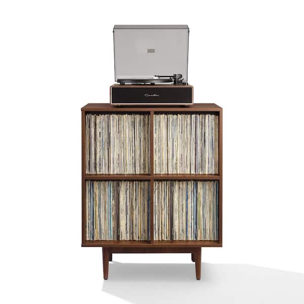 Liam Walnut 4 Cube Record Storage Media Stand