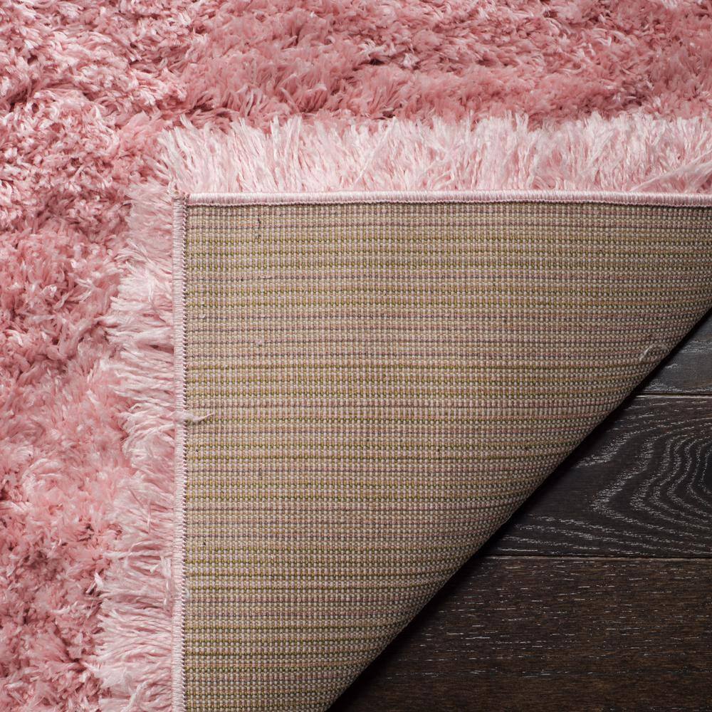Luxe Plush Round 59" Light Pink Shag Area Rug