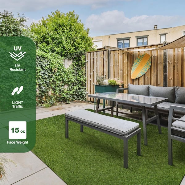 Emerald Green 6 ft. x 8 ft. Green Artificial Grass Turf Runner Rug