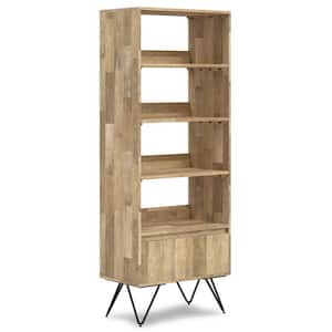 Hunter 64 in. Tall Natural SOLID MANGO WOOD 3 Shelf Bookcase