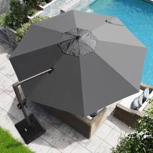 13 ft. x 13 ft. Heavy-Duty Frame Single Octagon Outdoor Cantilever Umbrella in Dark Gray