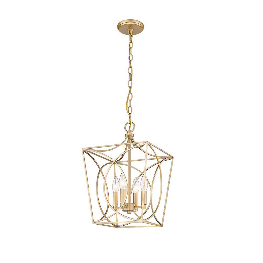 Modern Gold 4-Light Geometric Pendant Light
