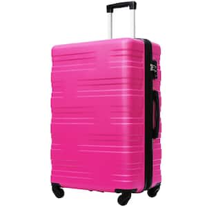 25.1 in. Pink Expandable ABS Hardside Luggage Spinner 24 in. Suitcase with TSA Lock, Telescoping Handle, Wrapped Corner
