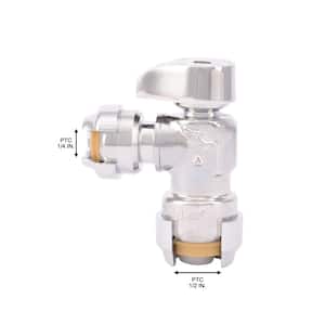 1/2 in. Push-to-Connect x 1/4 in. Push-to-Connect Chrome-Plated Brass Quarter-Turn Angle Stop Valve