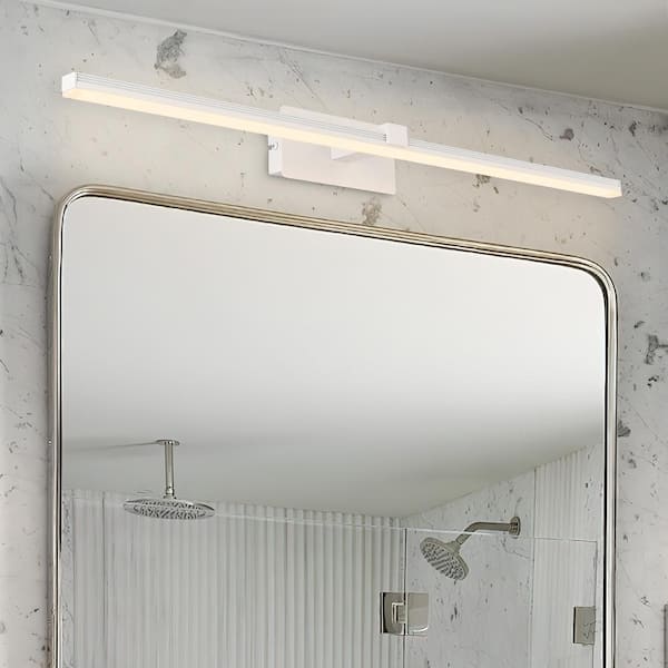 HUOKU Nimbus 31.7 in. 1-Light White Modern Minimalist LED Wall Sconce