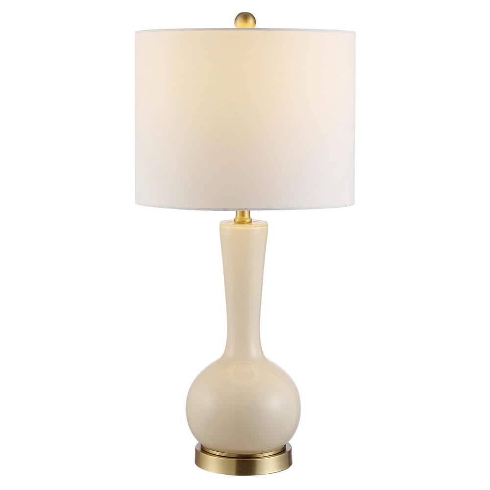 Gaetna Ivory Glass 27-Inch Modern Table Lamp with White Shade