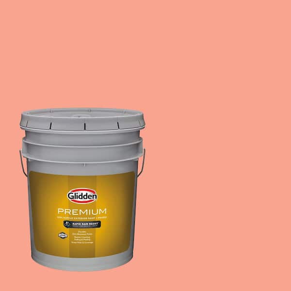 Glidden Premium 5 gal. PPG1193-5 Coral Serenade Flat Exterior Latex Paint
