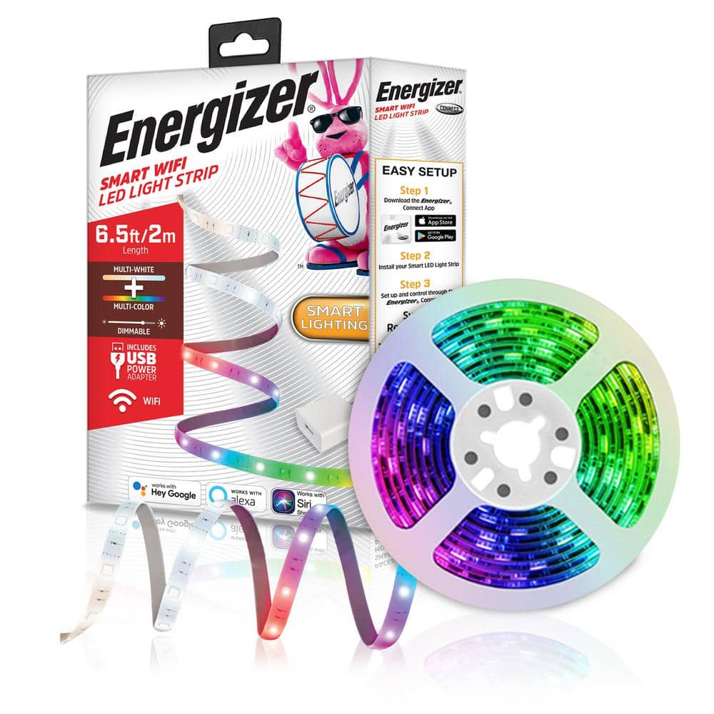 Energizer 6.5 ft. LED Multi-Colored Integrated Smart Light Strip Under  Cabinet Light with USB Wall Charger EIS2-1002-RGB - The Home Depot