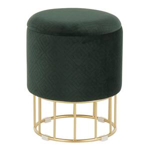 Canary Green Velvet and Gold Ottoman