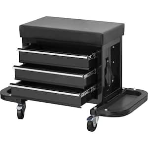 350 lbs. 26.5 in. L 3-Drawer Rolling Mechanic Creeper Seat with 16-Slot Tool Tray