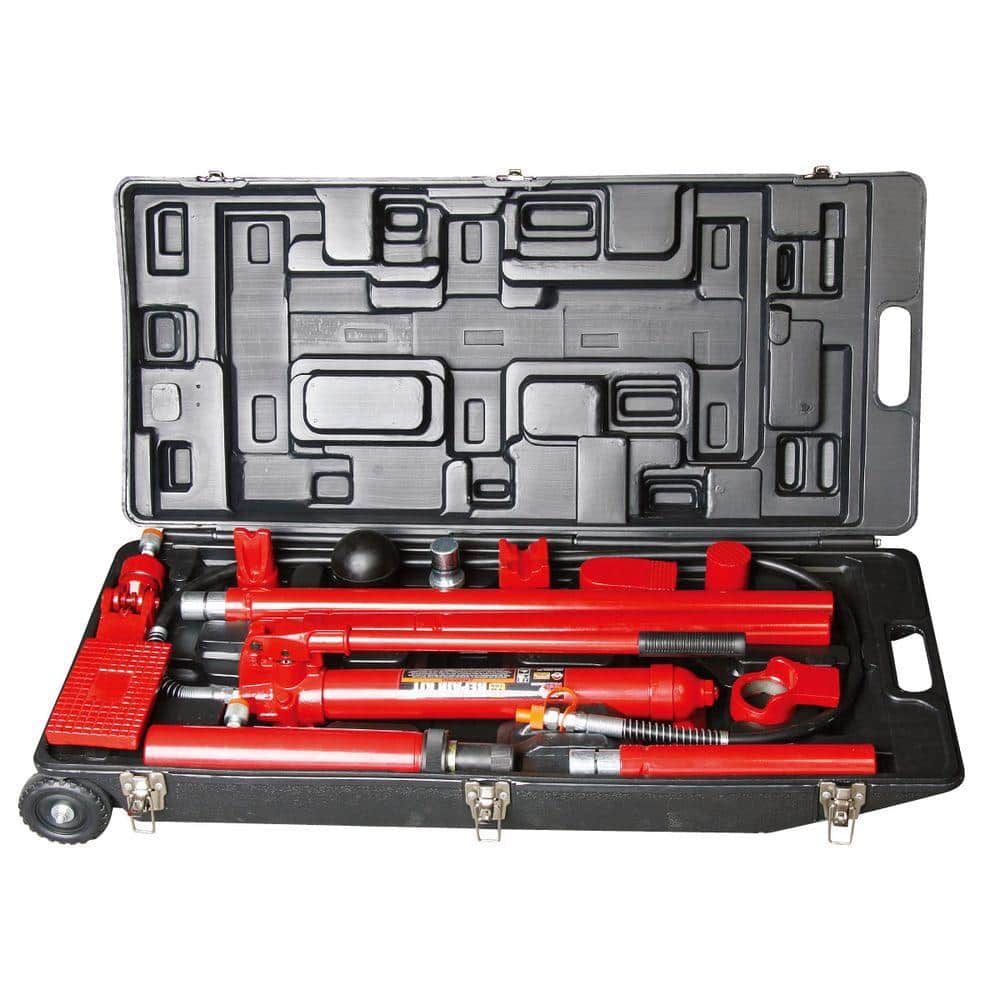 Big Red 10-Ton Porta Power Hydraulic Body Frame Repair Tool Kit with Wheel  Case T71001L The Home Depot