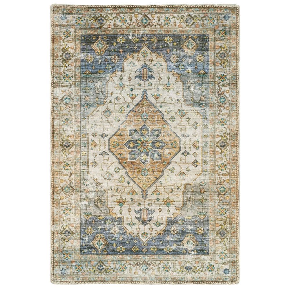 Harmony Medallion Denim 6 ft. X 9 ft. Polyester Indoor Machine Washable Area Rug price history on PriceWatchPro