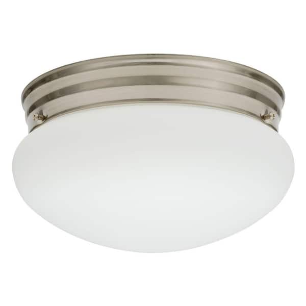 Lithonia Lighting Essentials 9 in. Polished Brushed Nickel LED Mushroom Flush Mount with Shade