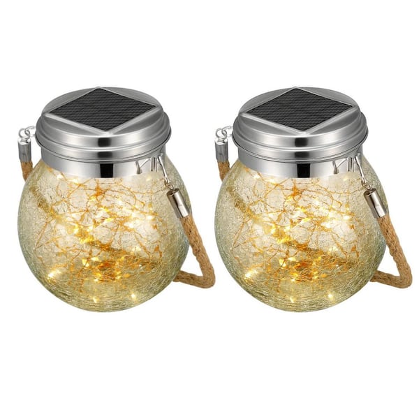 10 Lumens 3000K White Integrated LED Yard Light Weather Resistant Solar Outdoor Glass Path Light,Dusk to Dawn (2-Pieces)