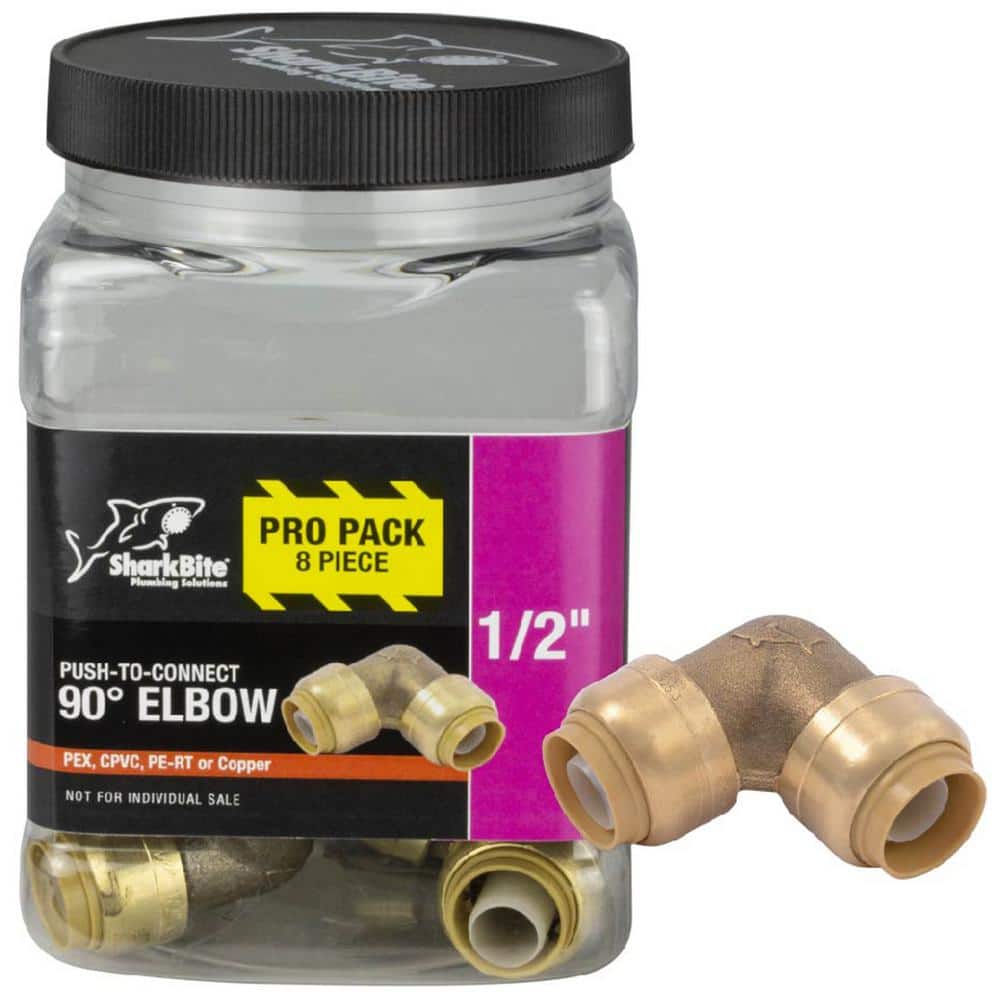SharkBite - 1/2 in. Push-to-Connect Brass 90-Degree Elbow Fitting Pro Pack (8-Pack)