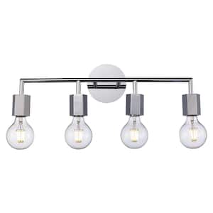 Placerville 21.5 in. 4-Light Polished Chrome Bathroom Vanity Light Fixture with Geometric Socket