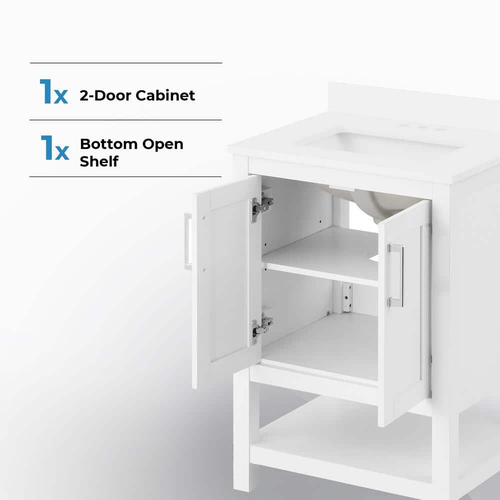 Vegas 24" Pure White Freestanding Bathroom Vanity with Sink