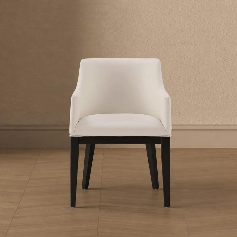 Gansevoort Modern Cream Faux Leather Upholstered Dining Armchair