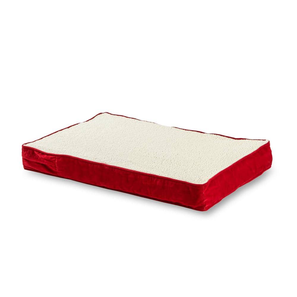 Small Crimson Orthopedic Dog Bed with Sherpa Panel