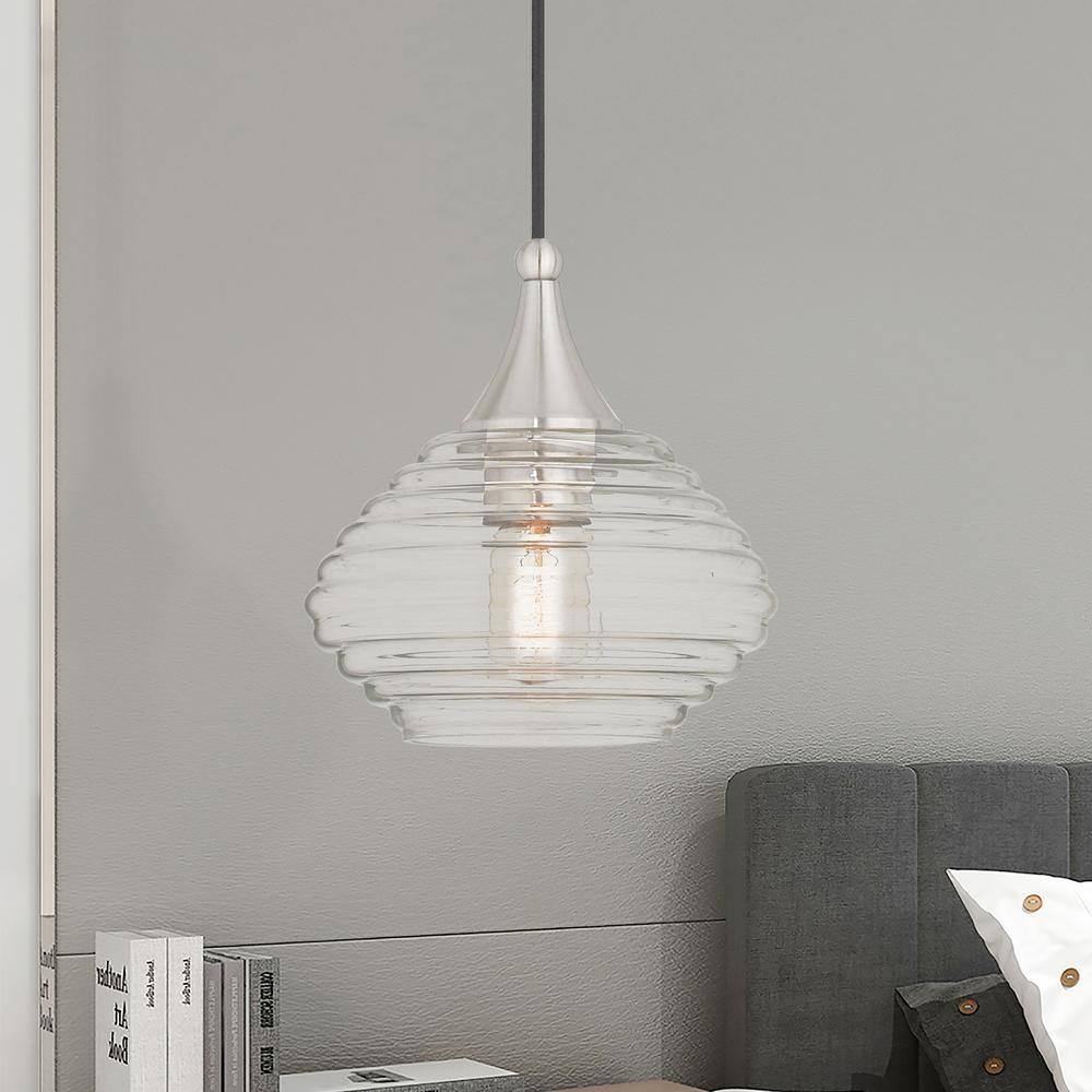 Sleek Brushed Nickel Mini Pendant with Clear Globe Shade