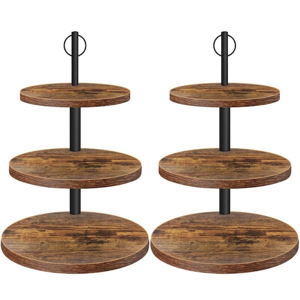 2 Pack 3 Tier Cupcake Stand, Rustic Dessert Table Display Set, Wood Cupcake Tower and Tiered Tray Stand for Wedding