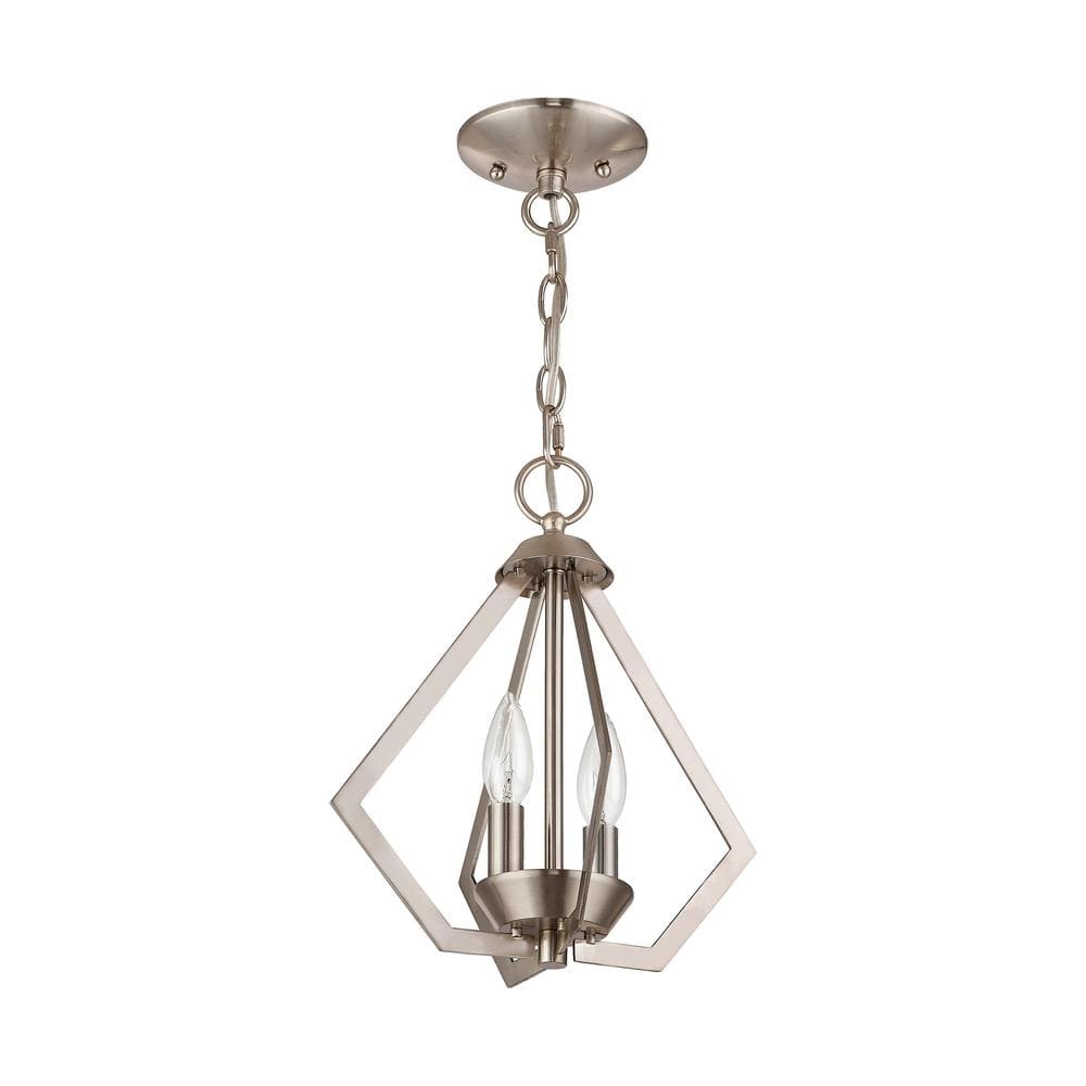 Brushed Nickel Mini Geometric 2-Light Chandelier