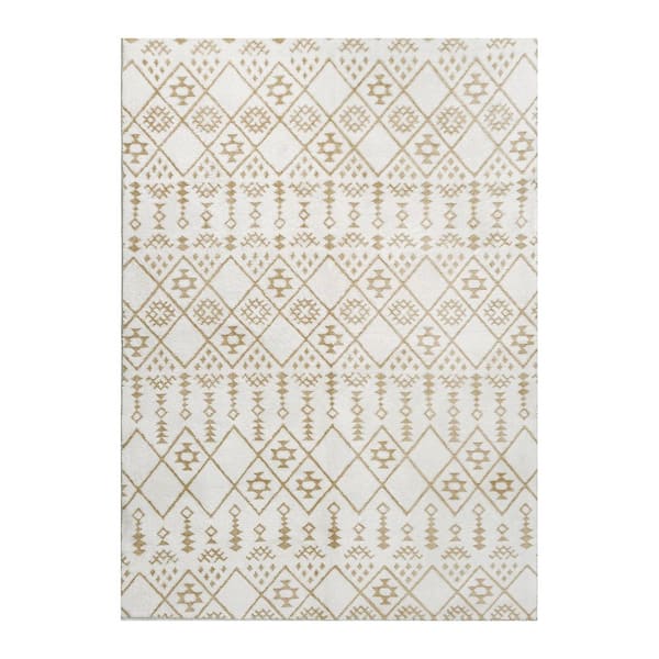 Casimodo 6 ft. x 9 ft. Yellow Diamond Geometric Washable Microfleece Area Rug