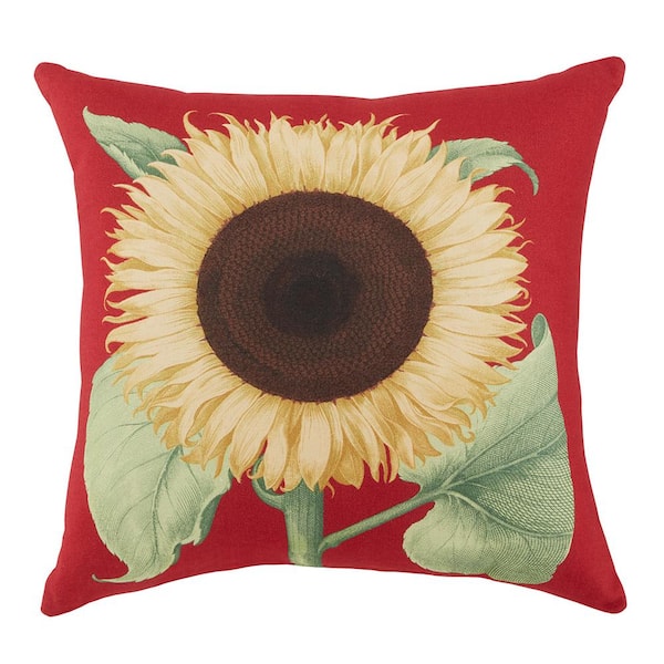 Hampton Bay 18 in. x 18 in. Sunflower Square Outdoor Throw Pillow