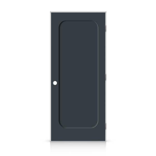 CALHOME 38 in. x 80 in. Left-Handed Curved 1 Panel Shaker Charcoal Gray Painted Smooth Composite Single Prehung Interior Door